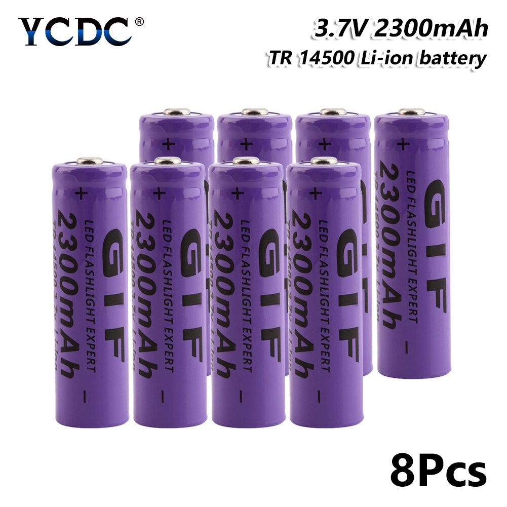 14500 Replacement Li-Po Lithium Li-polymer Battery 2300mAh 3.7V Rechargeable Batteries Cell For Torch Mini Fan Gamepad: 8 Pcs