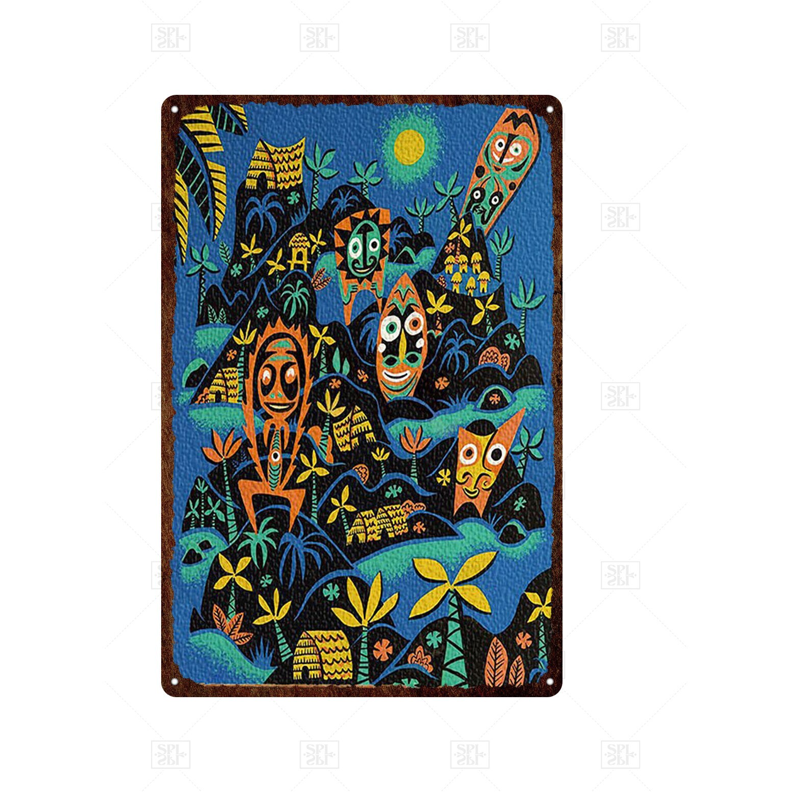 Tiki Bar Wall Decor Metal Sign Plaque Metal Summer Tiki Sign Metal Plate for Tiki Bar Beach Bar Decorative Iron Painting: TH3860