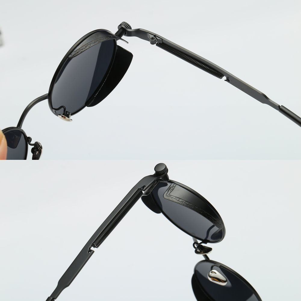 Vintage Retro Polarized Steampunk Sunglasses Metal Round Mirrored Eyewear Men Circle Sun Glasses UV400