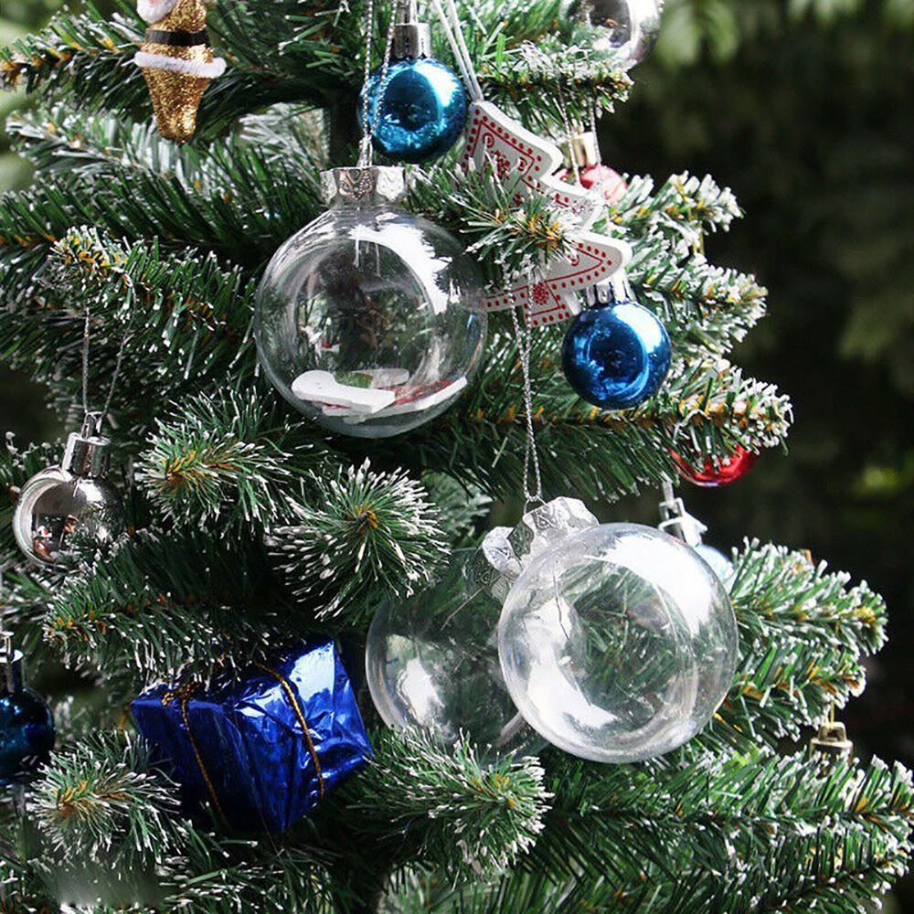 Vide arbre de noël suspendus décorations boule ronde Transparent ouvert en plastique clair ornement enfants bricolage fête fournitures 8/10cm