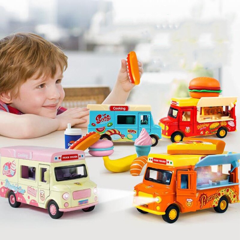 1:32 Voedsel ijs hamburger Speelgoed Auto Metalen Speelgoed Diecasts & Toy Vehicles Auto Model magnetische Auto Speelgoed Voor Kinderen kerstcadeau
