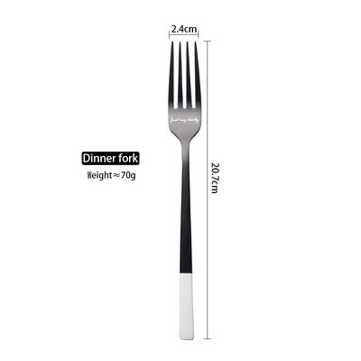 Nordic Stainless Steel Cutlery Set Black and White Western Tableware Knife Fork Spoon Set Chopsticks Creativedinnerware Set: Dinner fork