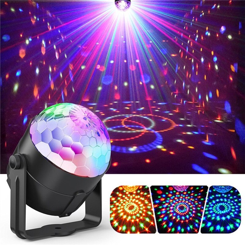 Sound Activated Roterende Disco Ball Dj Party Verlichting 3W 3LED Rgb Led Podium Verlichting Voor Kerst Bruiloft Geluid Party lichten