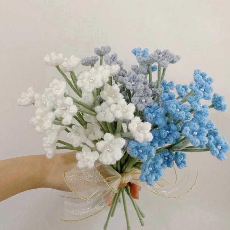 Fiori tutto'uncinetto Fiori lavorati a maglia finiti Regali per gli ospiti di nozze mazzo di fiori artificiali fai-da-te Decorazioni per la scrivania della stanza Regalo per la festa della mamma