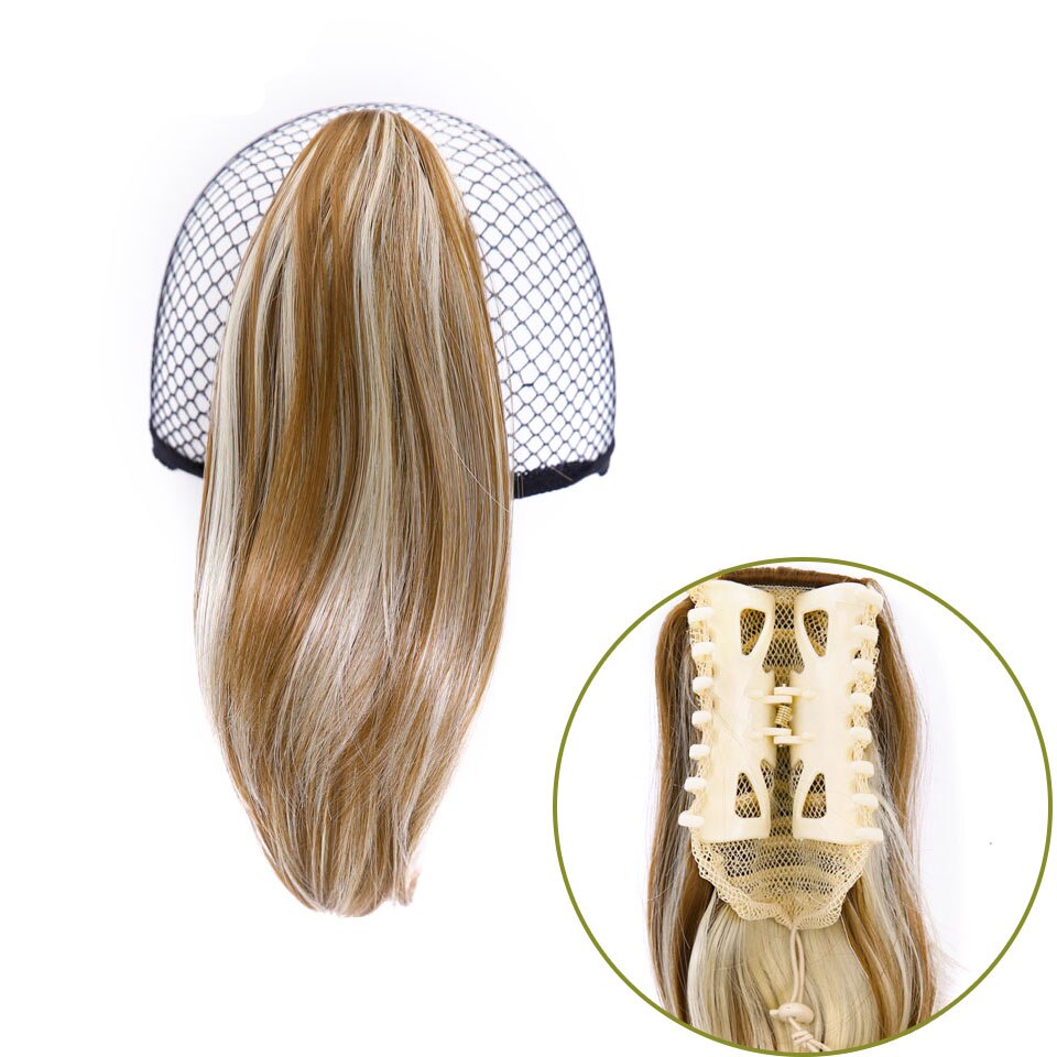 MANWEI, cabello corto liso, marrón, negro, Little Pony Tail, moño de cabello sintético, garra de cabello, extensiones de cabello de coleta