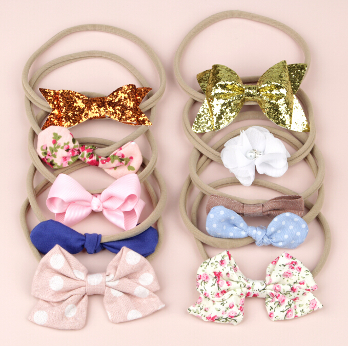 Baby Flower Accessories 10pcs/Sets Infant Kids Baby Girls Women Elastic Headband Nylon Headwear Hair Band Headdress Photo Props