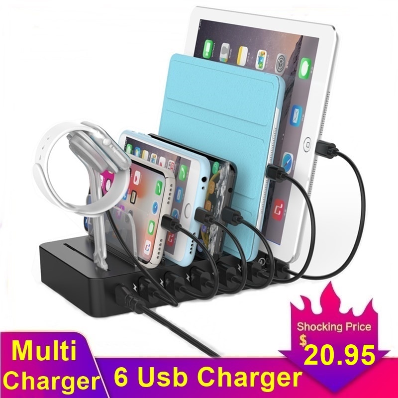 Tongdaytech 78W 6 Poort Multi Usb Charger Carregador Quick Charge 3.0 Fast Charger Dock Station Voor Iphone X 11 pro Samsung S10