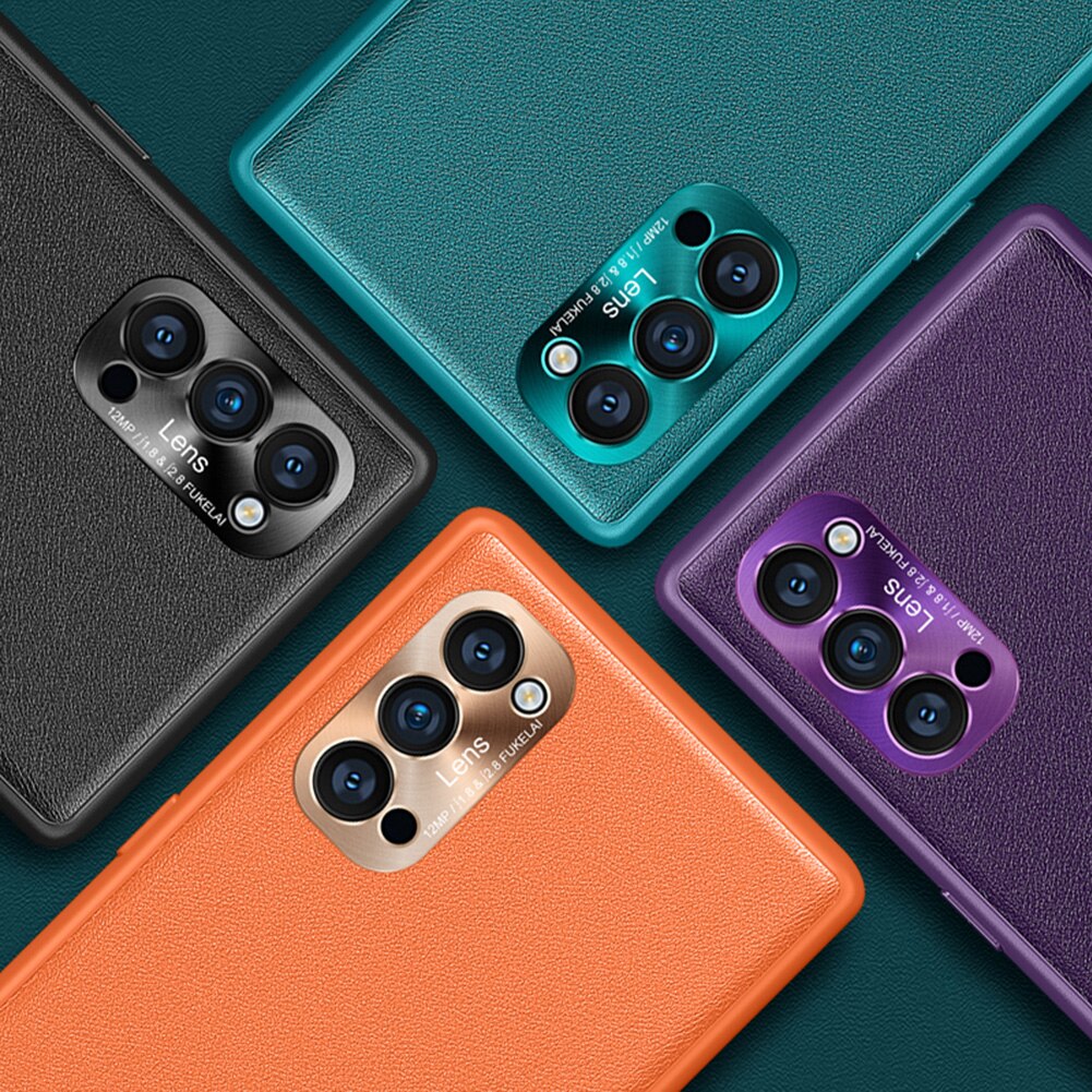 Pu leren hoesje voor oppo reno 4 pro 5g hoesje schokbestendig achterpaneel bumper voor oppo reno 4 harde pc-hoes voor oppo reno 4 pro capa