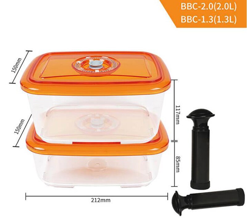 LAIMENG Vacuum Container Plastic Food Storage Container With Lid Damp Proof Large Capacity Kitchen Box for Vacuum Sealer S250: BBC