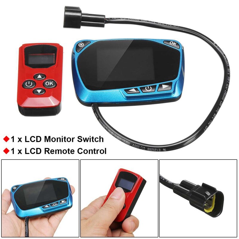 Monitor LCD azul de 12V/24V, interruptor de calentador de estacionamiento, dispositivo de calefacción Universal, controlador, piezas de reemplazo de Control remoto