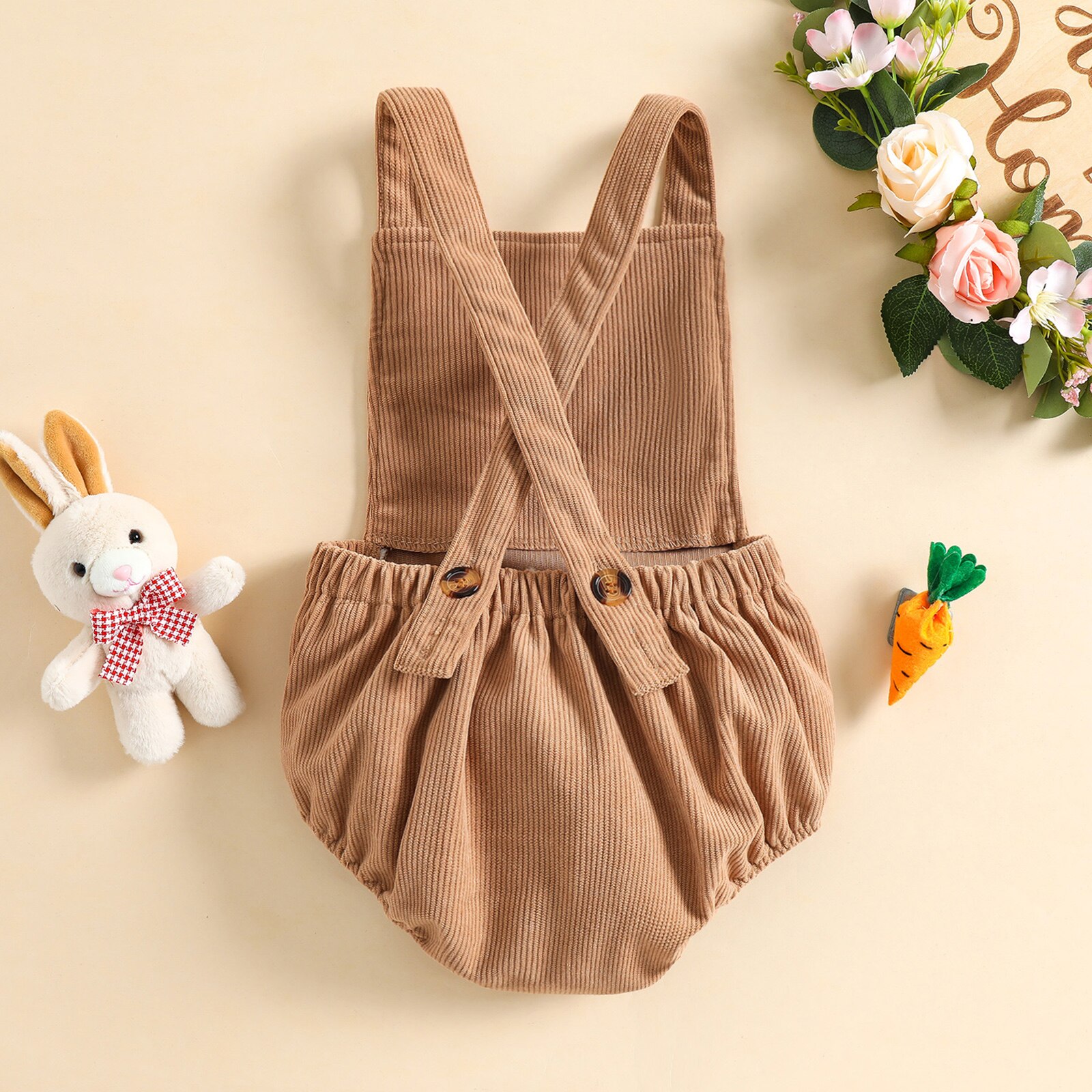 Pasen Baby Baby Meisje Jongen Jumpsuits Cartoon Konijn Patroon Mouwloze Backless Bodysuit Zomer Casual Kleding 0-24M