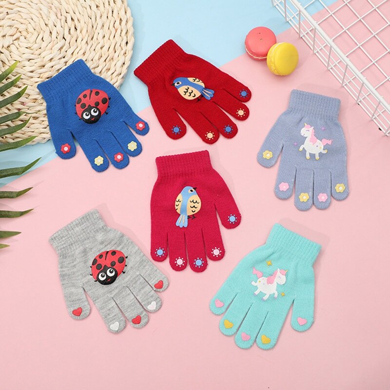 4-7 jahre Kinder Handschuhe Mädchen Junge Winter Warme Baby Gestrickte Handschuhe Finger Kid Mädchen Warmen Samt Dicke Winter handschuhe Für Junge