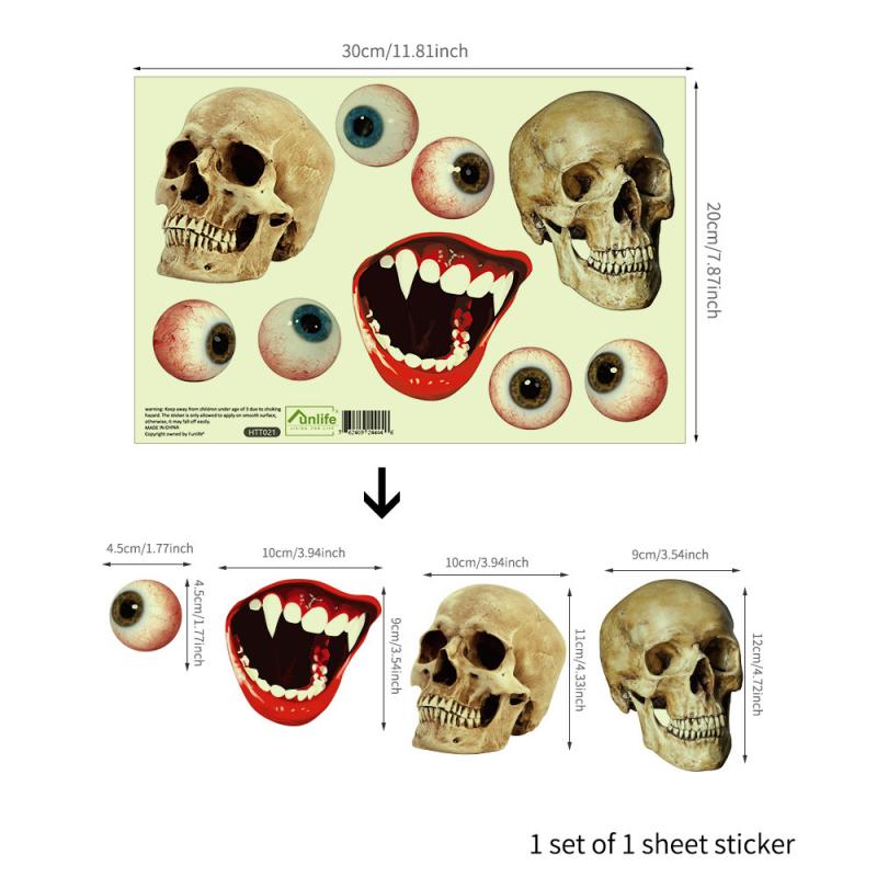 1Set Halloween Glow Stickers Glow In The Dark Halloween Stickers Pompoen Decoratie Posters Slaapkamer Woonkamer Halloween: Default Title