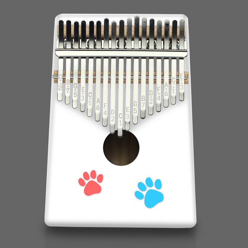 Piano Kalimba de 17 tonos para principiantes, instrumento Musical pintado en blanco, con sonido bonito y , Piano de caja de resonancia: F15