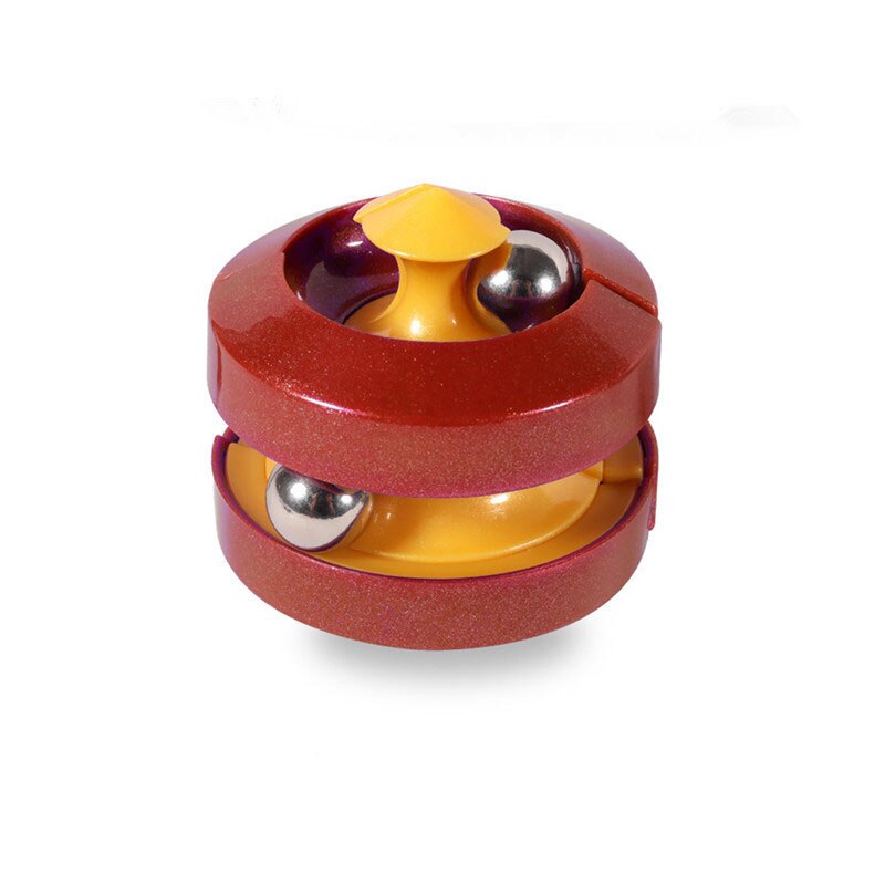 Stress Relief Cube Rotierenden Marmor Track Metall Perle Orbit Fingertip Unendlichkeit Spinner Entlasten Zappeln Flipper Puzzle Spielzeug für Kinder: 3 orbit bright red