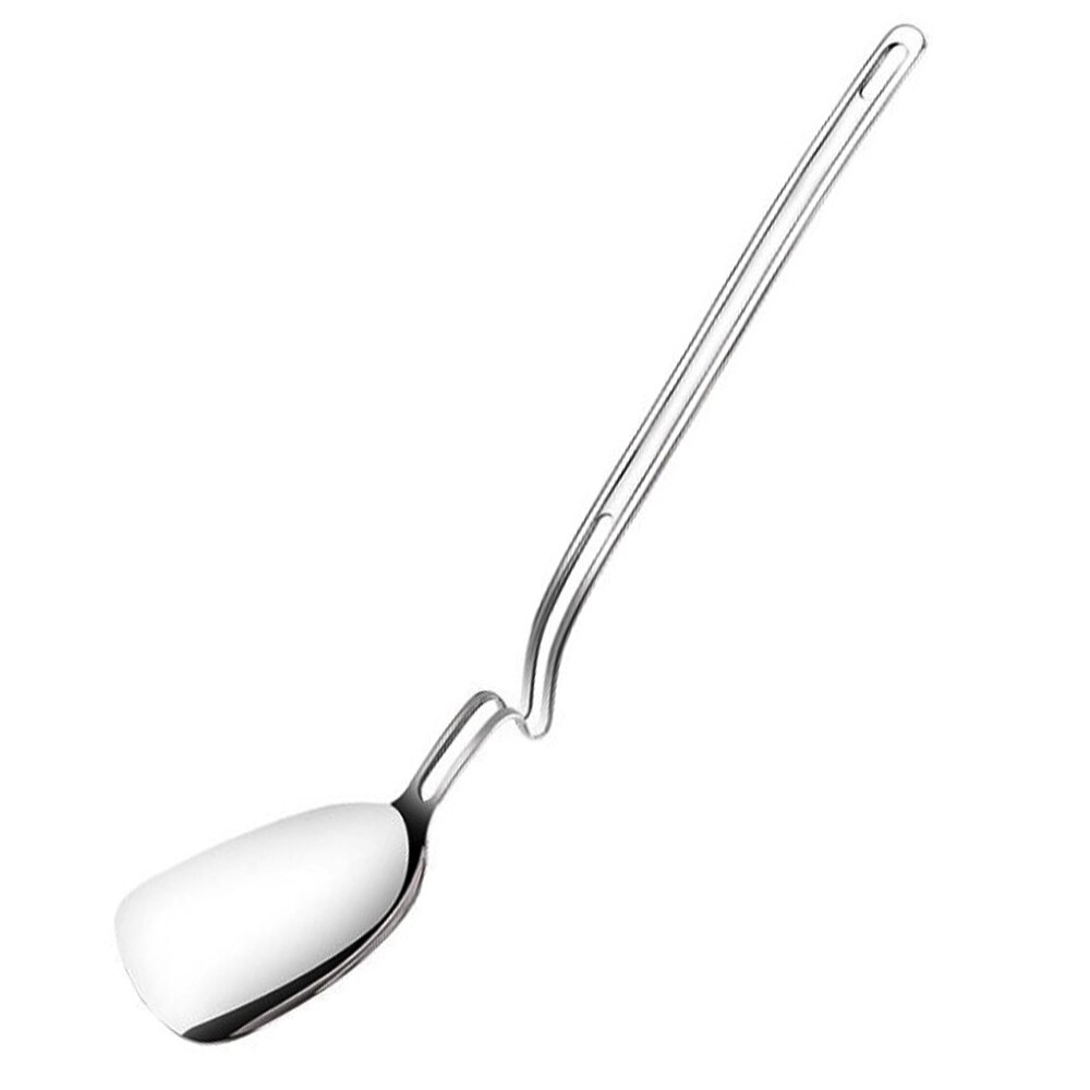 Stainless Steel Hanging Ladle with Unique Curved Handles pot soup spoon thickening Side Rest Ladle 13 inches: Wall mounted spatula