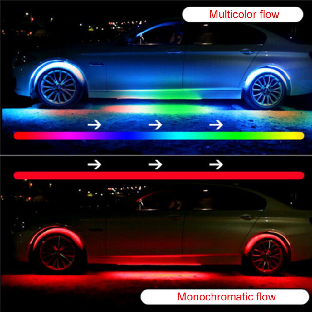 4 Stuks Auto Rgb Led Strip Licht Onder Led Strip Verlichting 7 Kleuren Tube Underbody System Bluetooth App Controle Neon chassis Licht Kit