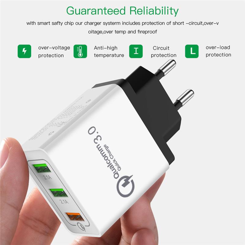 USB Charger EU Plug Quick Charge 3.0 Fast Charger Wall Charger For iphone 11 Pro X Samsung alaxy S8 S9 S10 S10e A50 A40 A30 A70