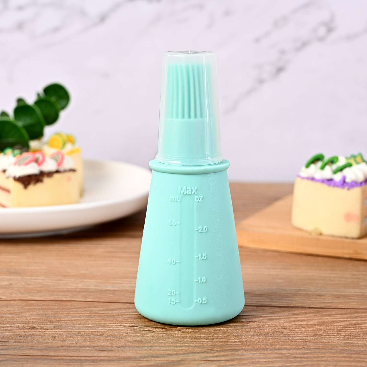 1 Stuks Draagbare Siliconen Olie Fles Met Borstel Grill Olie Borstels Vloeibare Olie Gebak Keuken Bakken Bbq Gereedschap Keuken Gereedschap voor Bbq: Nordic Green