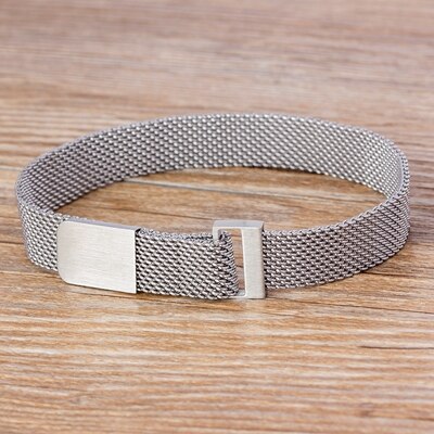 Classic Stainless Steel Magnetic Mesh Strap Bracelets Watch Strap 7 Colors Choice For Men and Women Lovers Bangle Jewelry: Silver