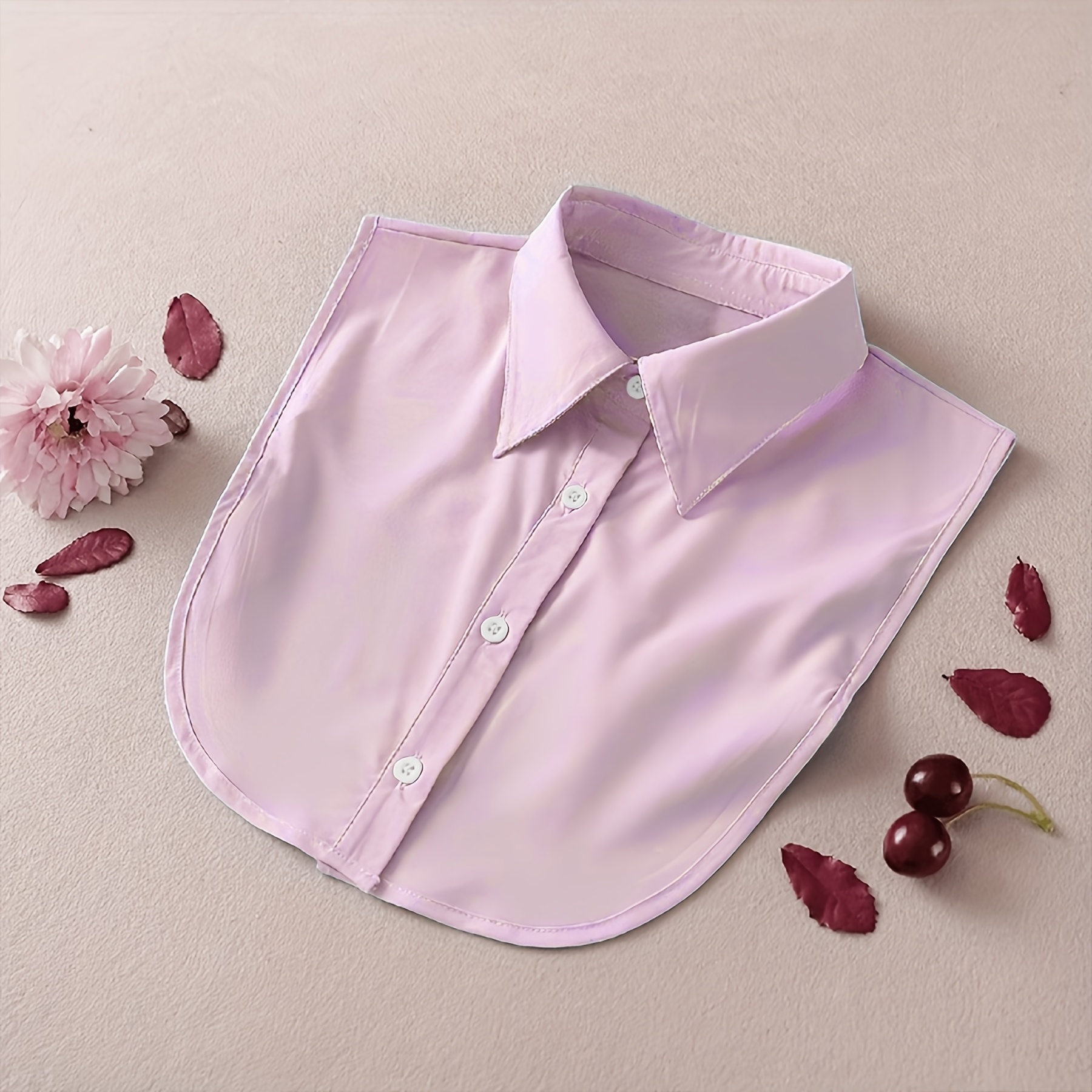 A detachable striped collar shirt vest with a pointed collar to prevent exposure and multifunctional decoration: Rose
