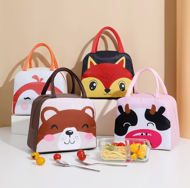 Bolsa de almuerzo de dibujos animados, lonchera térmica portátil, bolsa de suministros de picnic, tipo de biberón para niñas y niños