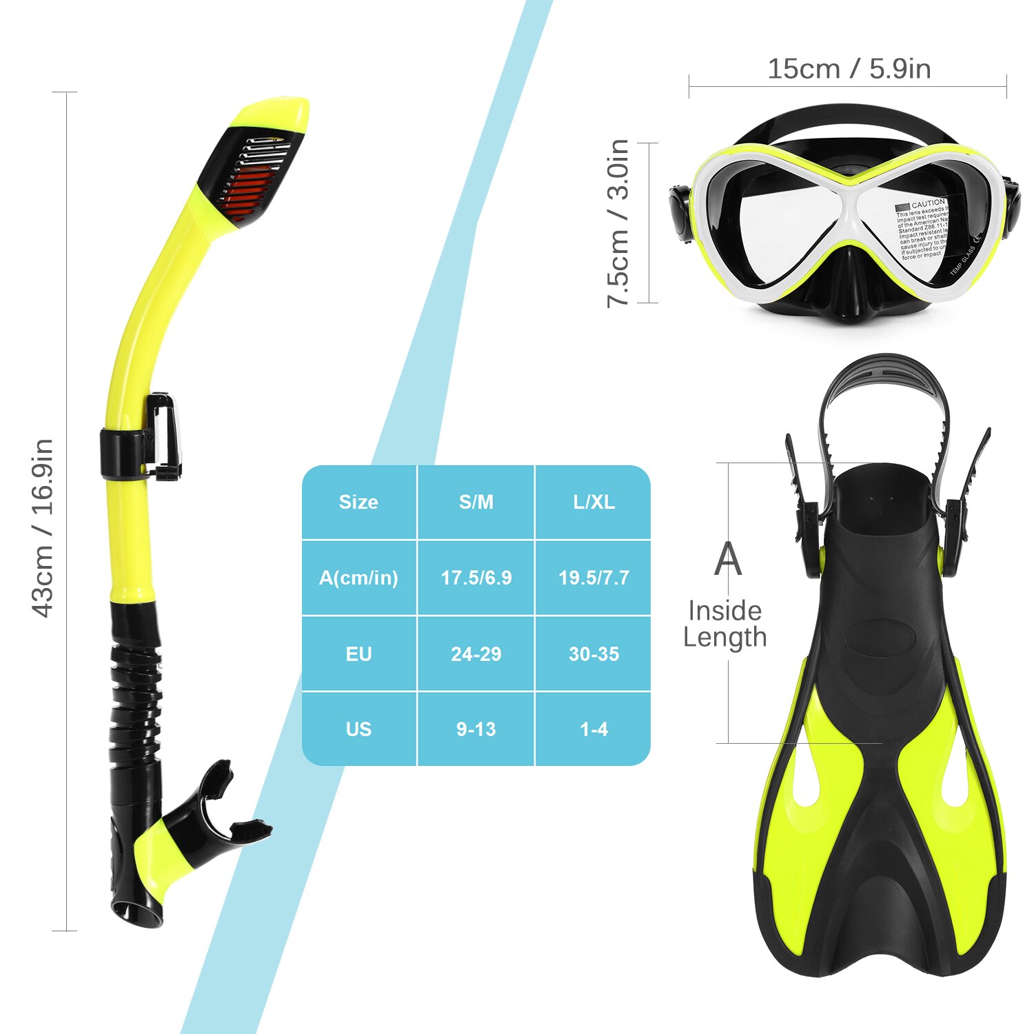 3 Pcs Kinderen Snorkelen Kit Zwembril Mannen Vrouwen Anti-Fog Duikbril Droge Snorkel Buis Verstelbare Vinnen Water sport Gereedschap