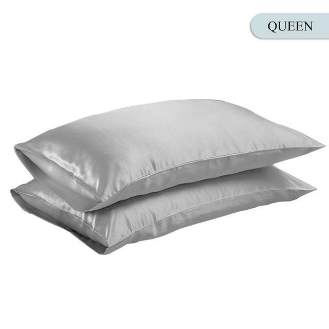 Queen/king zijden satijnen kussensloop beddengoed kussensloop glad huis wit zwart grijs hemelsblauw roze zilver: Britse koningin zilver
