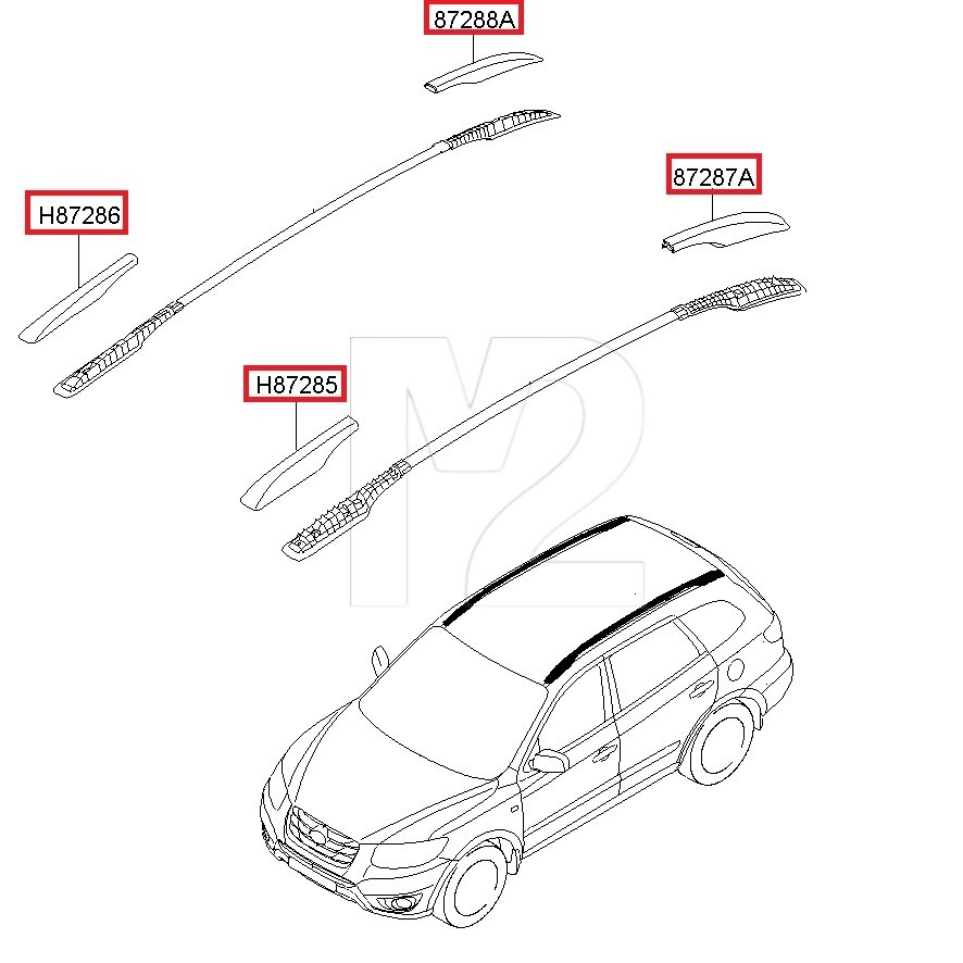 For Hyundai Santa fe Luggage rack Roof rack lid Front and rear decorative cover for roof frame