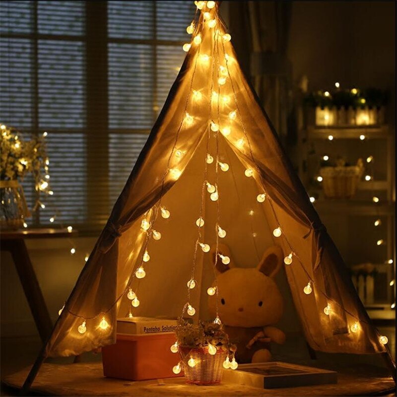 4M 20 LED Crystal Balls String Lights Wedding Christmas Outdoor Garland Home Decoration Night lamp Fairy Lights