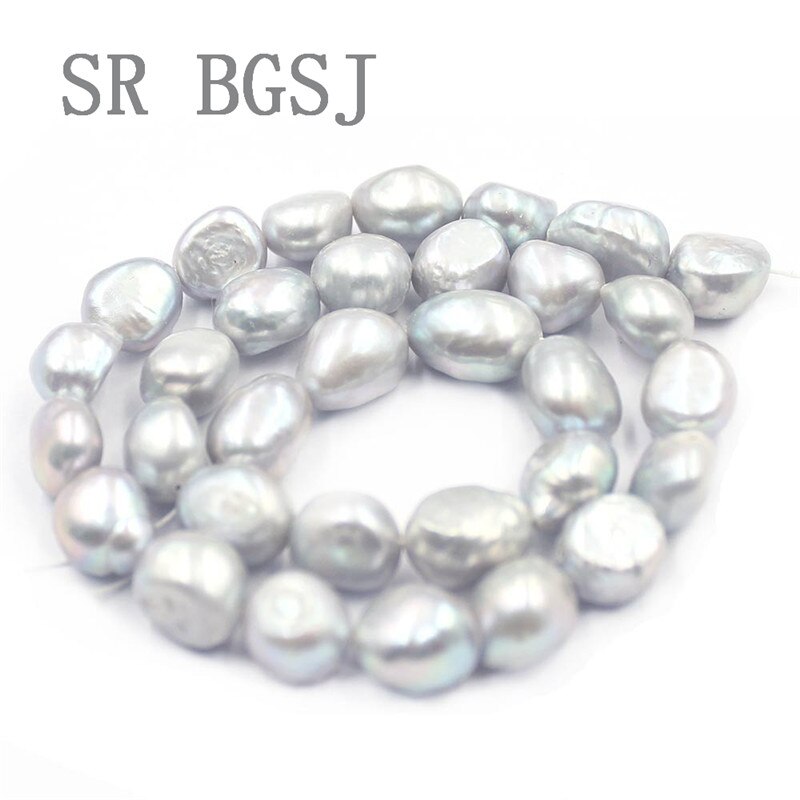SR 10x12mm Freiheit Fabrik Preis Barock Kartoffel Perle Natürliche Große Perle Süßwasser verlieren Perlen 15": grau
