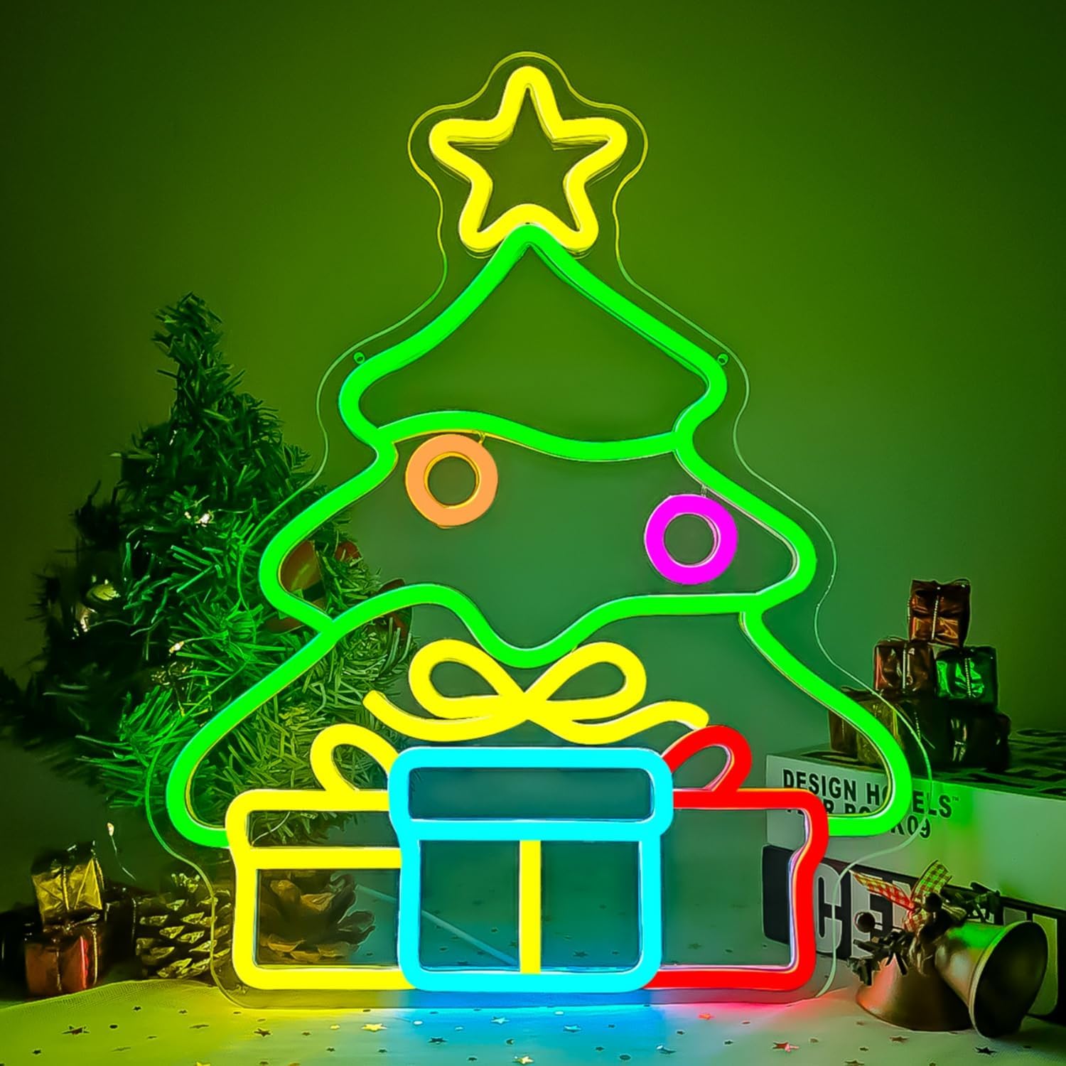 Letrero de neón para árbol de Navidad, luz LED para dormitorio, habitación, cueva de hombre, Bar de cumpleaños, de boda, decoración del hogar,: changeable