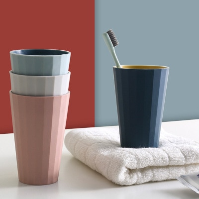 Tazas de dos tonos para el hogar, tazas sencillas de para parejas, tazas de plástico lisas, tazas para cepillo de baño, taza de lavado grande
