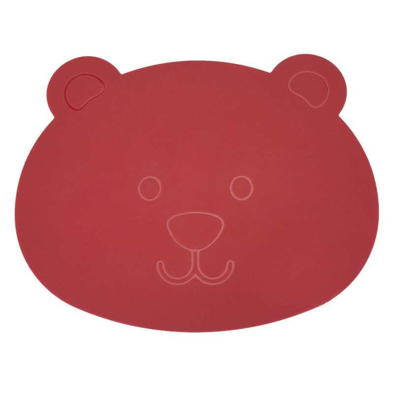 Mamibaby KAMONI Children Cartoon Silicone Placemat 1PC Baby Animal Series Non-Slip BFA-Free Placemat Safe Baby Kitchen Utensils: Red bear