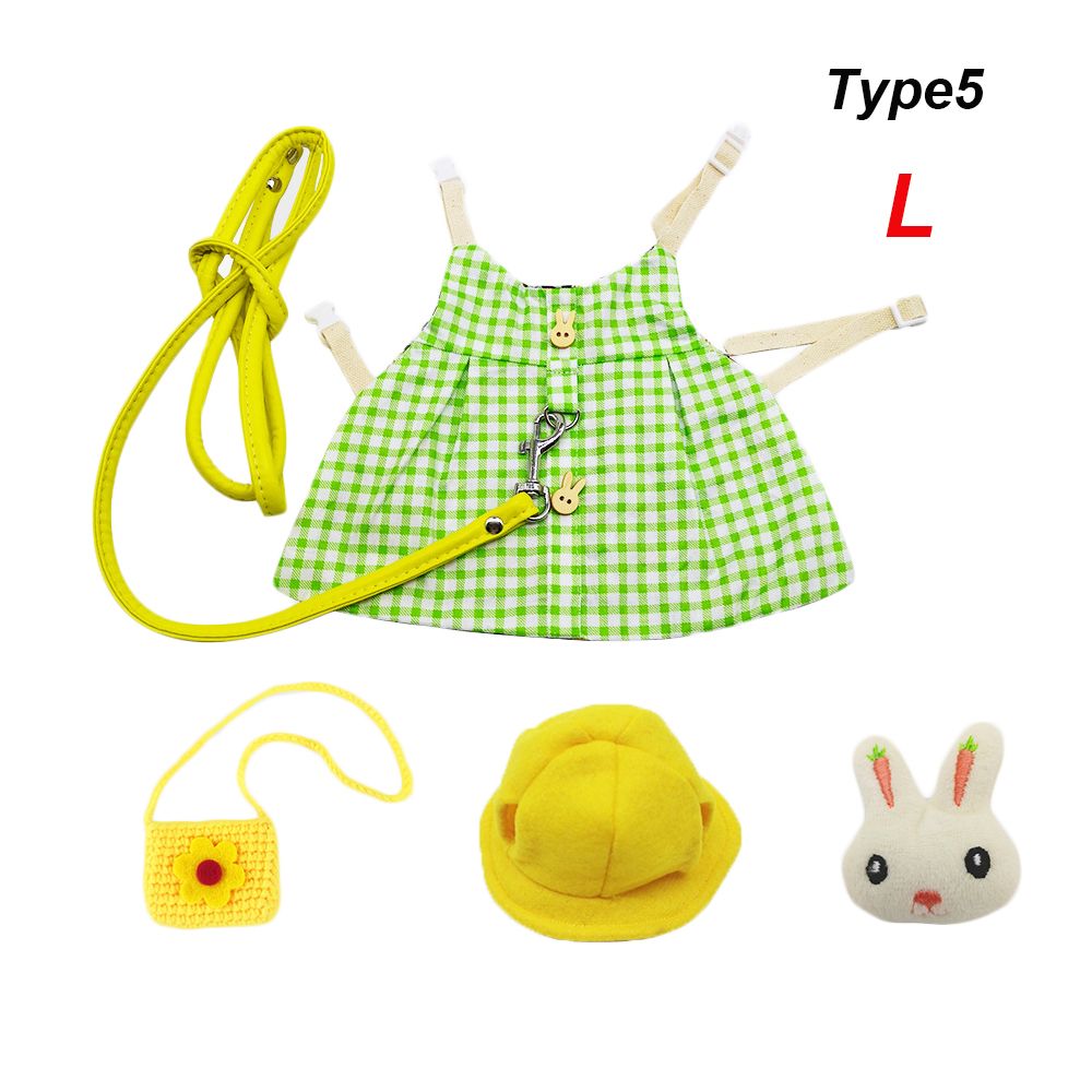 Alfileres de conejo encantadores para exteriores, arnés para hámster, chaleco para mascotas, traje de vestido de conejo, ropa de Animal pequeño, conjunto de sombrero: Type5-L