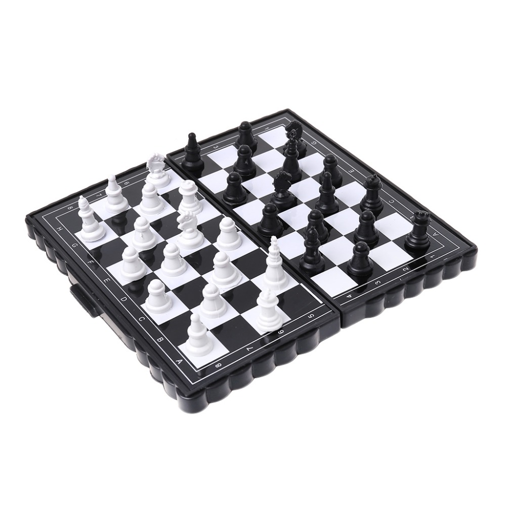 1set Mini Portable Chess Folding Magnetic Plastic Chessboard Board Game Kid Toy