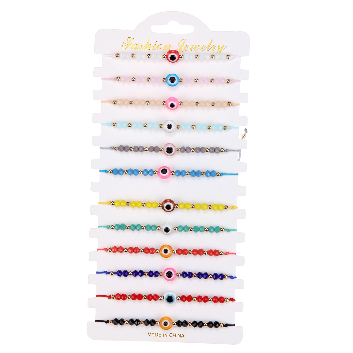 Vrouwen 12 Stks/set Turkije Blue Evil Eye Armband Voor Vrouwen Verstelbare Katoen Ketting Kristal Kralen Armbanden Enkelband Sieraden: B2766--B