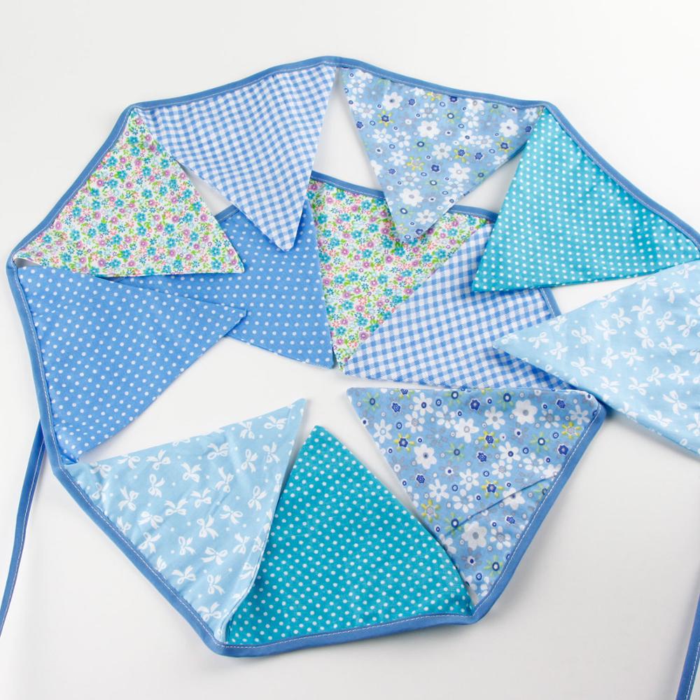 3M Long 12 Flags Cotton Bunting Flags Garland Teepee accessories decor Teepee Tent Playhouse Banners Decor: Blue