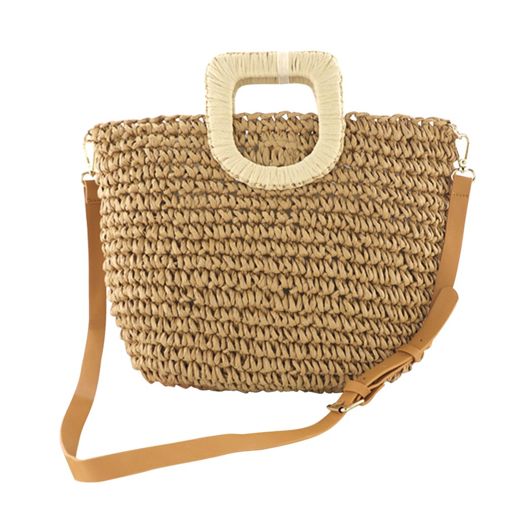 Handgemachte Sommer Strand Rattan Gewebt Stroh Tasche Sommer Frauen Bote Umhängetaschen Mädchen Kleine Strand Handtasche: licht braun