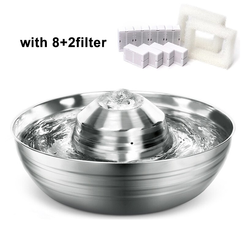 Fuente del gato de acero inoxidable con filtro bebedero automático ultrasilencioso para perros y gatos bebedero gato fuente de agua para gato: fountain and filter