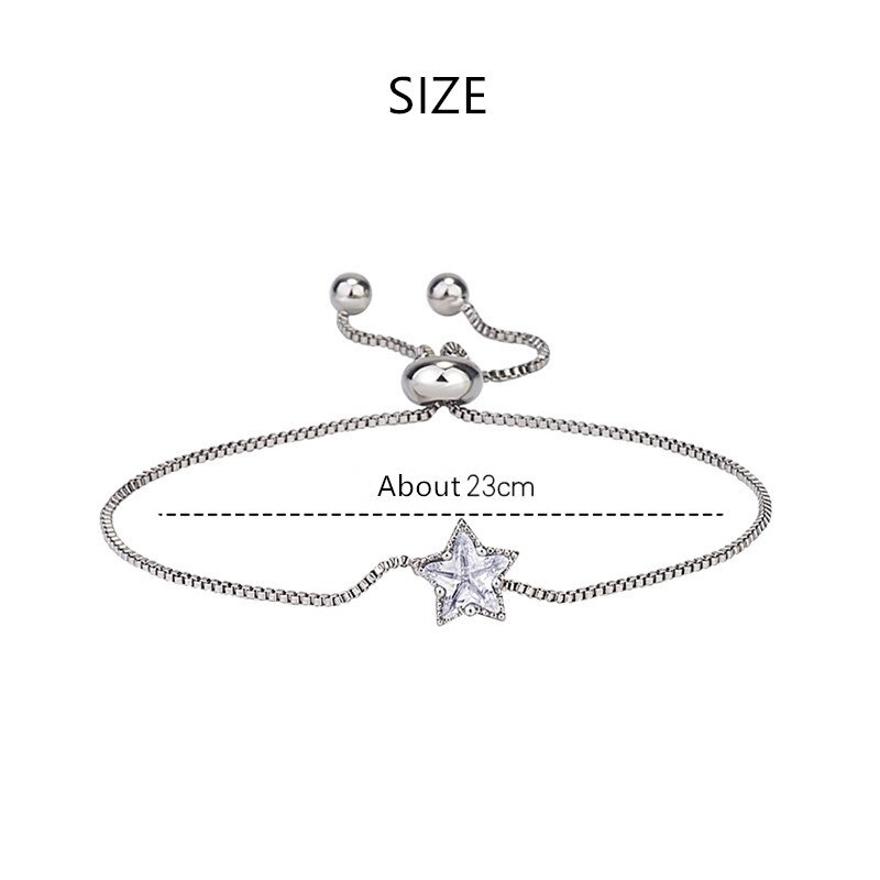 DAIWUJAN 925 Sterling Silber Einzigen Stern Charme Kette Armbänder Für Frauen Zirkonia Kristall Einstellbar Armbinde Schmuck