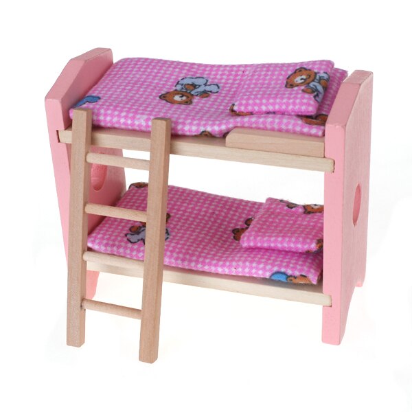 1:12 Scale Doll House Furniture Wooden Miniature Baby Nursery Room Crib Chair Bed Kids Children Pretend Play Toys Pink