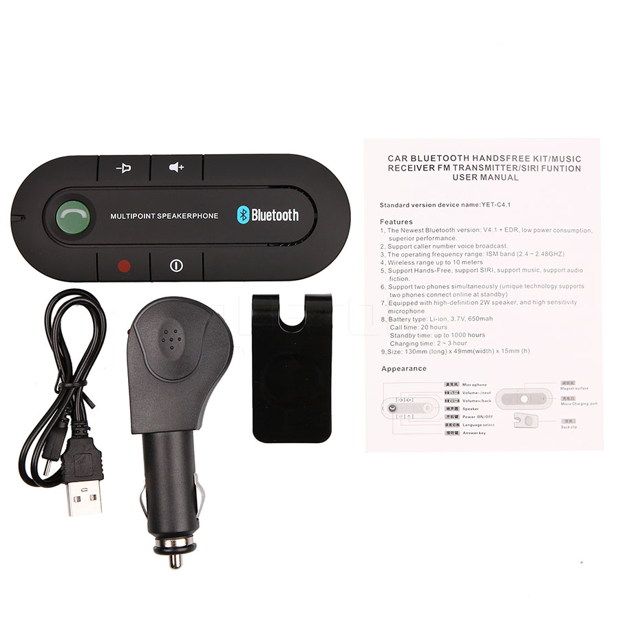 Bluetooth 4.1 Speakerphone MP3 Speler Zender Draadloze Bluetooth Handsfree Car Kit Bluetooth Ontvanger Luidspreker
