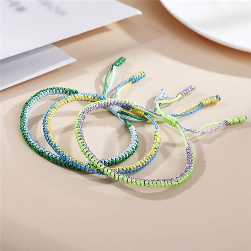 35 farben Tibetischen Buddhistischen Geflochtenen Seil Knoten Armbinde Charme Handgemachte Glück Weben Gewinde Armreifen Für Frauen Männer Modeschmuck