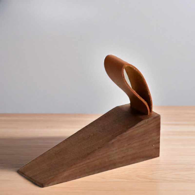 1pc Reinforced Wooden Door Stopper with Anti-Slip Bottom Blade, Under-Door Installation, for Home or Office Use: Yellow