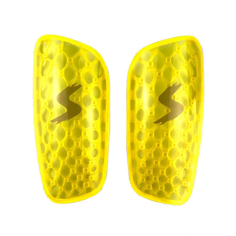 1 Pair Football Shin Pads Plastic Soccer Guards Leg Protector For Kids Adult Safety Plate Breathable Shin Guard: yellow / S