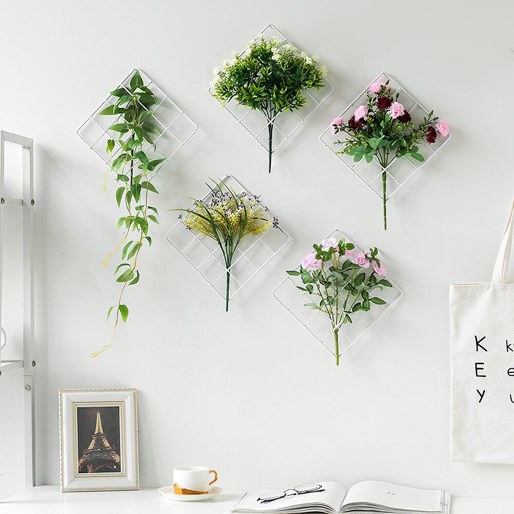 Ins Home Wall Decoration Iron Grid Decor Frame Hanging Rack Wall Display Art iron photo wall wrought iron square grid