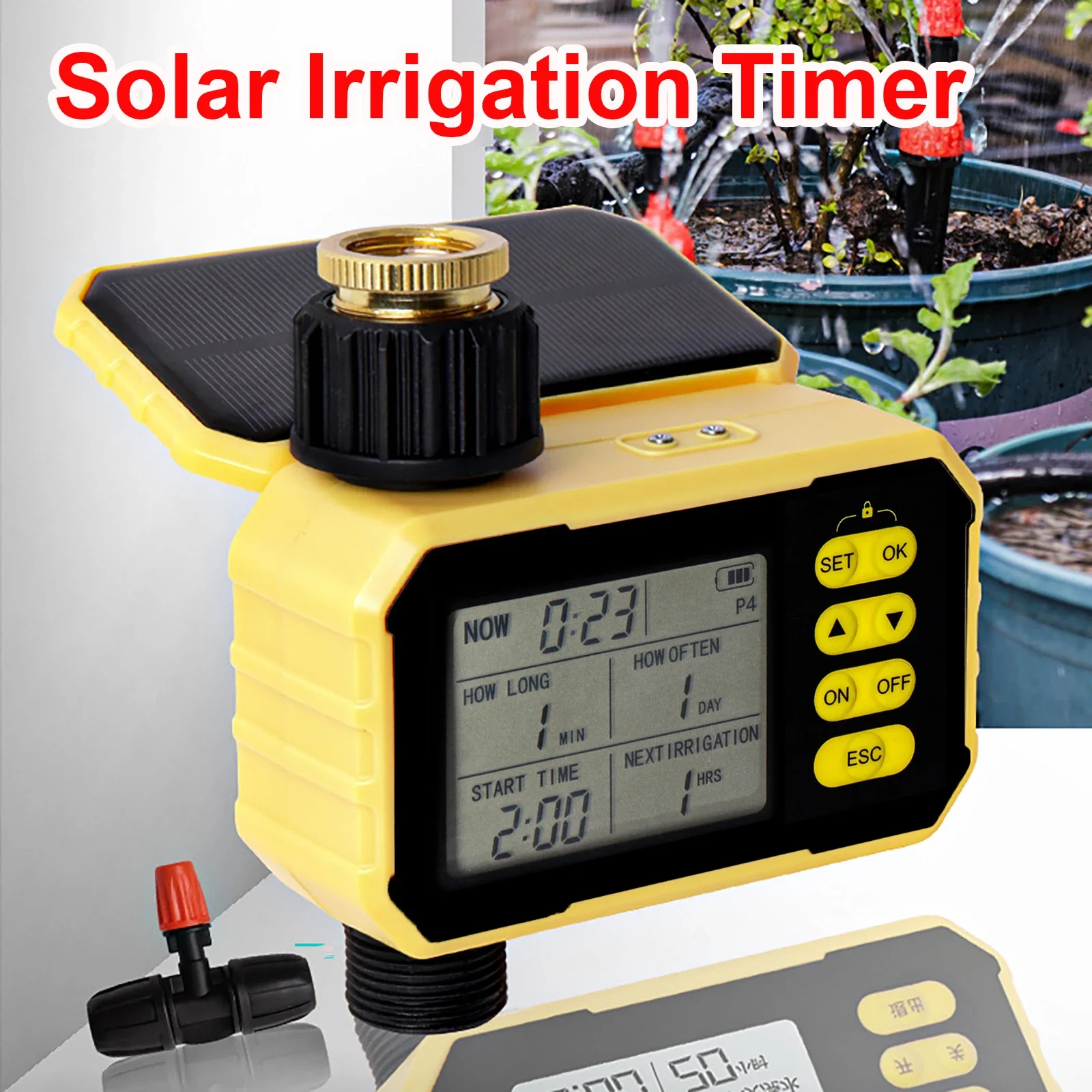 Intelligent Irrigation Watering Timer Auto Water Saving Solar Irrigation Controller Garden Lawn Plant Solar Timer