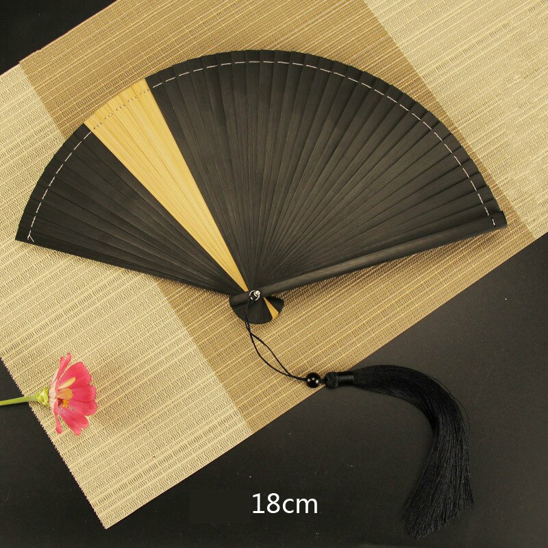 Japanse Stijl Retro Bamboe Hand Fan Klassieke Kant Ventilador Draagbare Zomer Dame Kleine Vouwen Fan Chinese Vrouwen Hand Fans: Clear