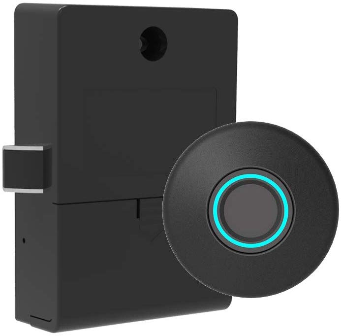Smart bluetooth digital fingeraftryksskabslås / nøglefri elektronisk biometrisk fingeraftrykslås: Sort